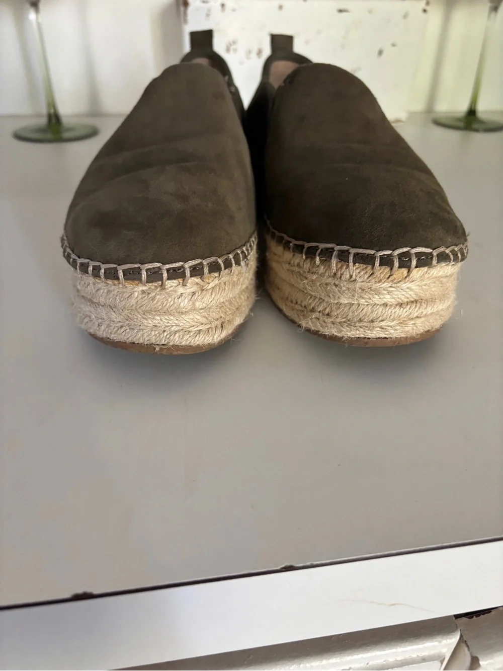 Sam Edelman Olive Suede Espadrille Platform Slip-Ons